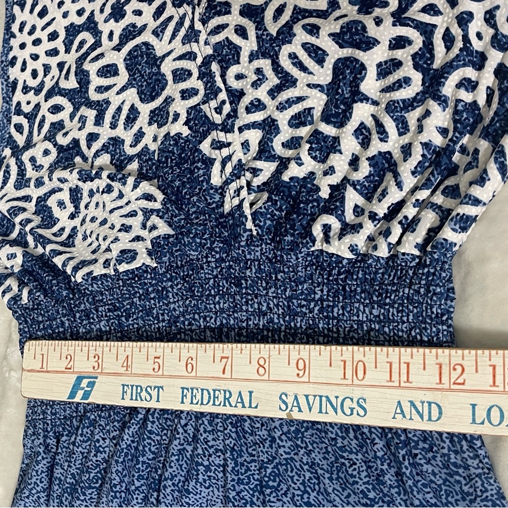 Floral Print Maxi Dress Medium Smocked Empire Smocked Waist Print Hem - Picture 5 of 8